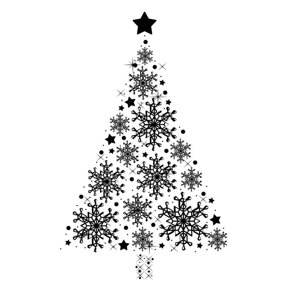 árvore de natal de floco de neve, árvore de natal, desenho vetorial de floco de neve vetor