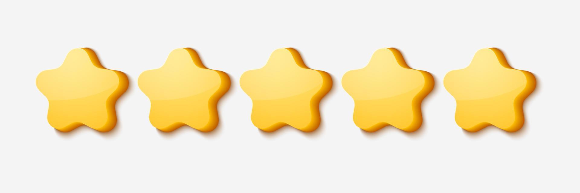 Classificação de 5 de 5 estrelas. cinco estrelas amarelas. forma de estrela amarela brilhante. vetor