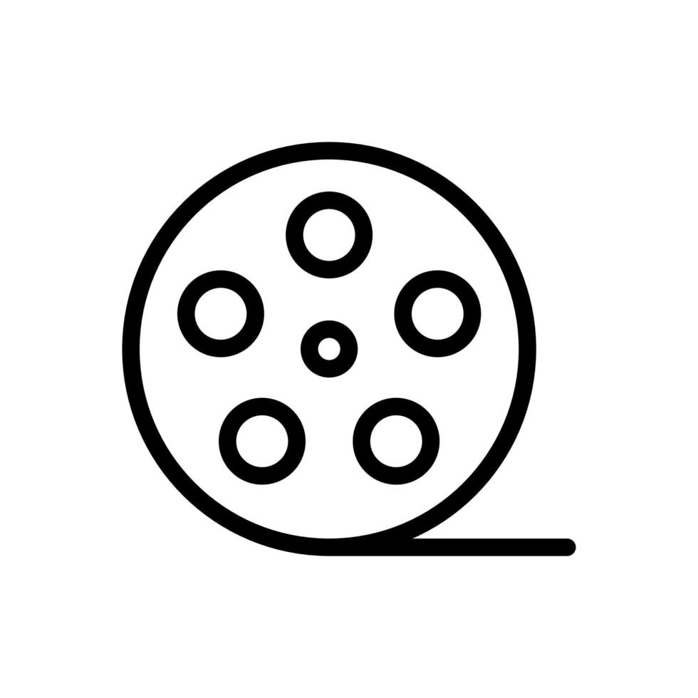 bobina de filme, rolo de filme, ícone de tira de filme em design de estilo de linha isolado no fundo branco. curso editável. vetor