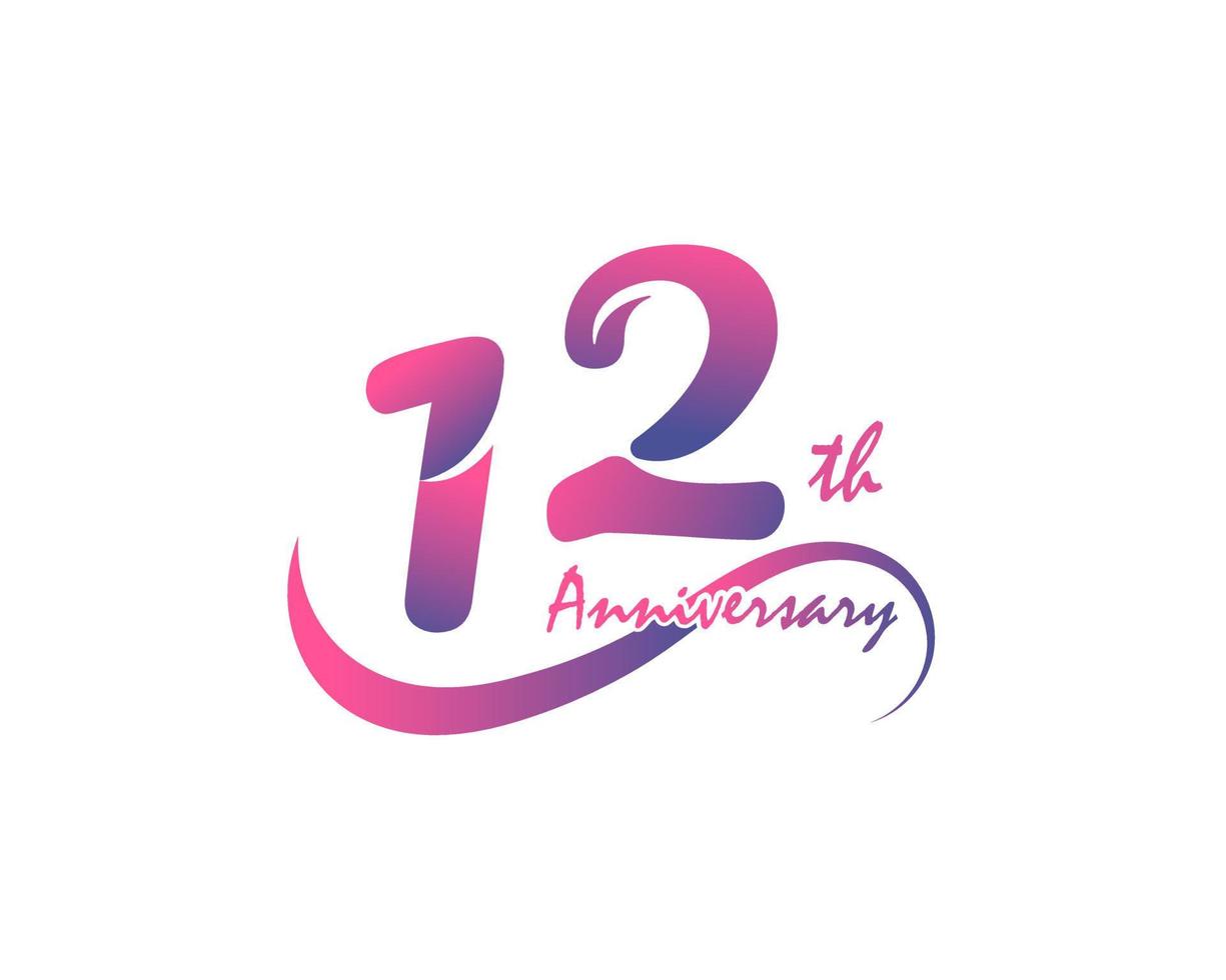 logotipo de aniversário de 12 anos. design de modelo de 12º aniversário para pôster criativo, folheto, folheto, cartão de convite vetor