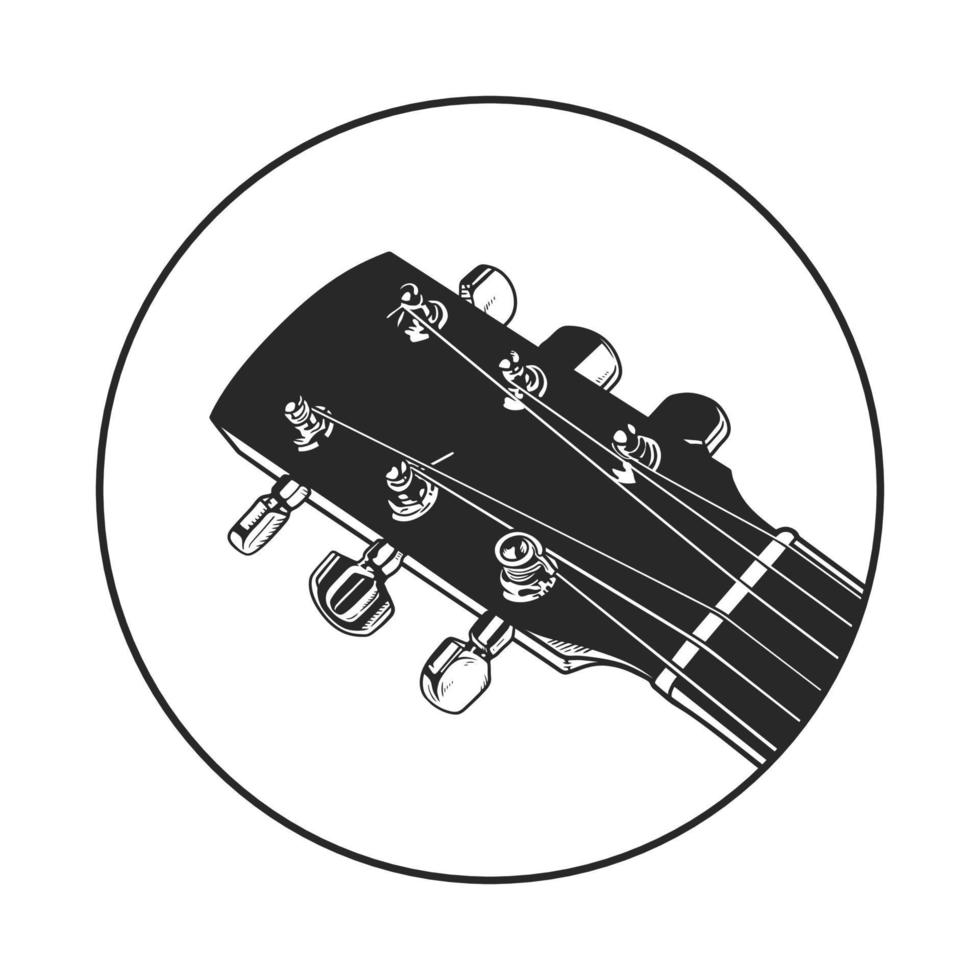 ilustração em vetor cabeça de guitarra. ícone de cabeça de guitarra, violão, logotipo de negócios de guitarrista, conceito de logotipo de músico