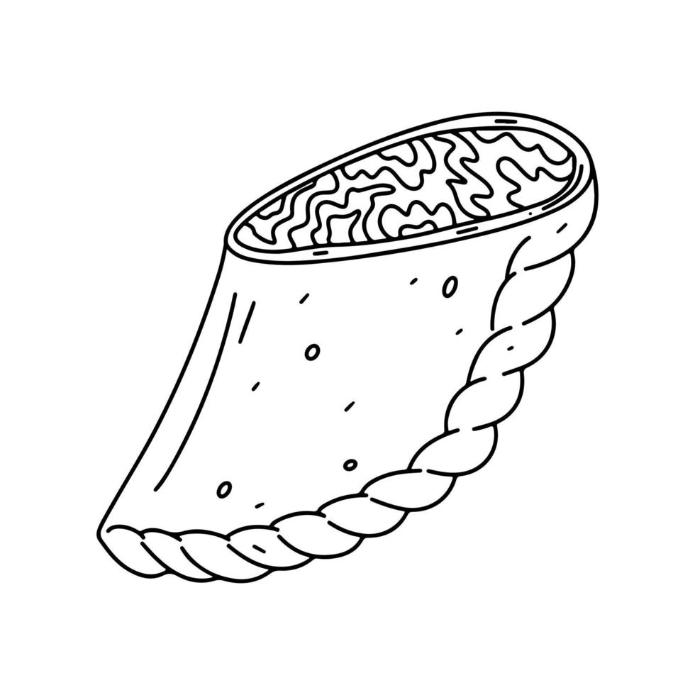 empanada frita em estilo doodle desenhado à mão. comida tradicional colombiana. ilustração vetorial de comida latino-americana. vetor