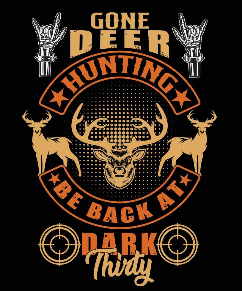 design de camiseta de caça ao veado vetor