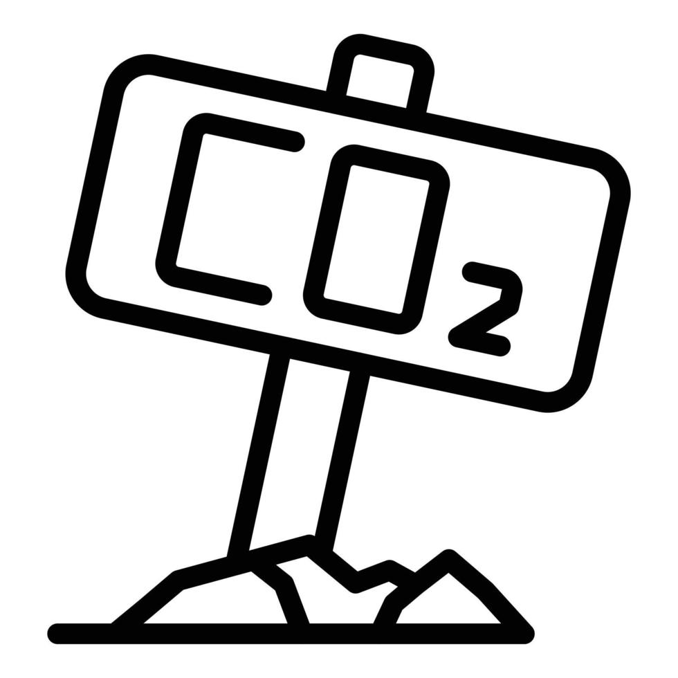 ícone de placa de sinal de co2, estilo de estrutura de tópicos vetor