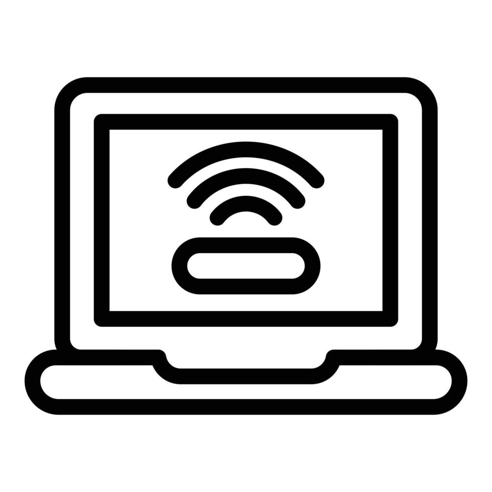 ícone de solicitação de laptop wifi, estilo de estrutura de tópicos vetor