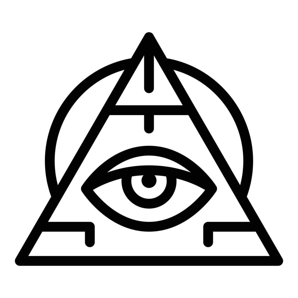 ícone de amuleto de olho de pirâmide, estilo de contorno vetor