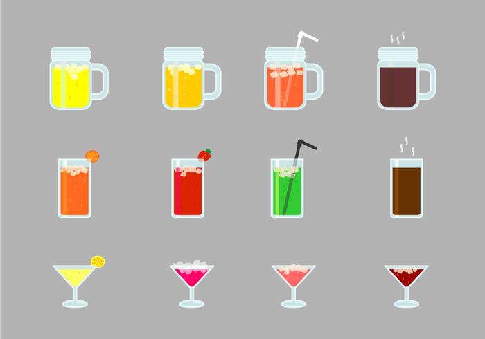 Conjunto de Bebidas de Álcool e Mocktails vetor