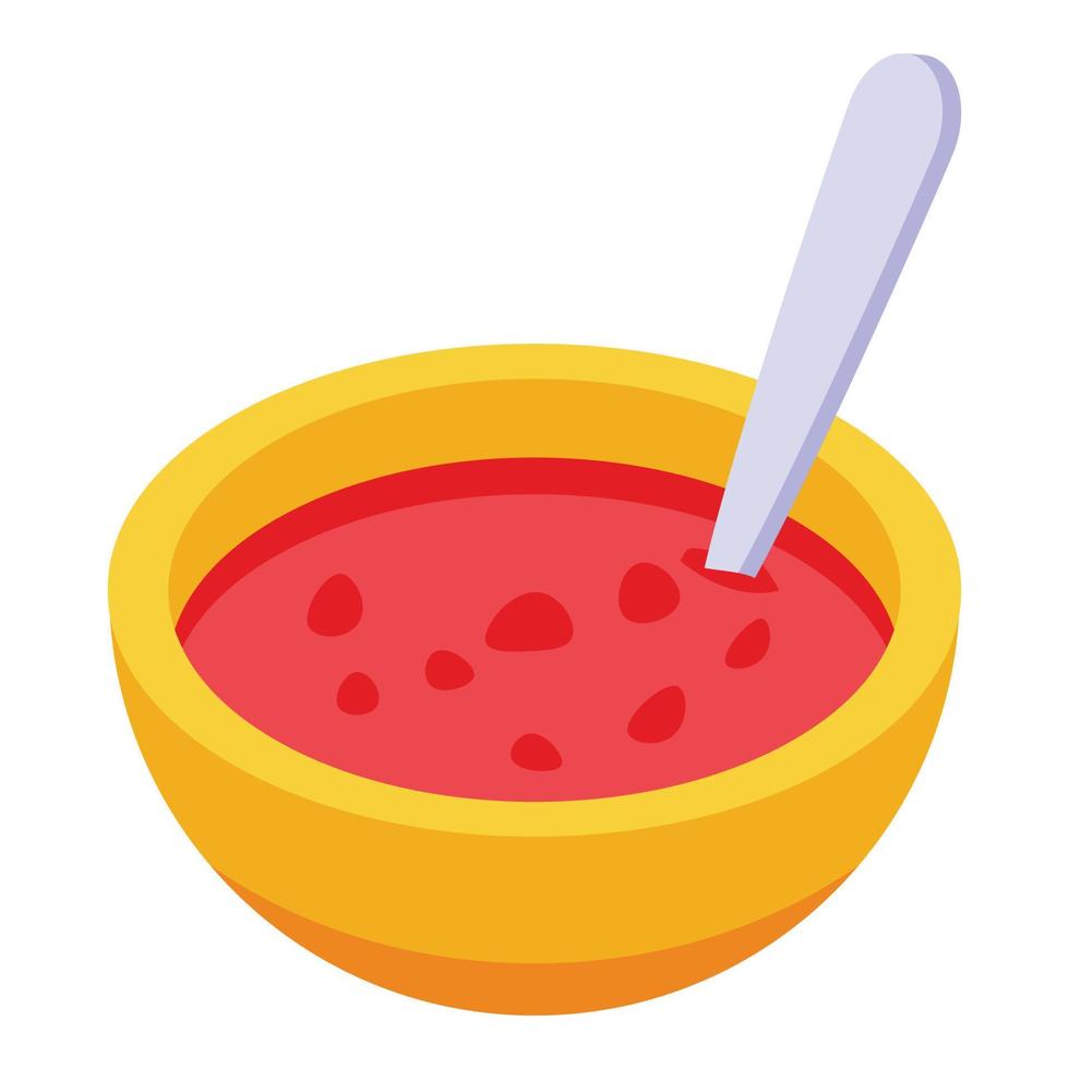 ícone de sopa de tomate, estilo isométrico vetor