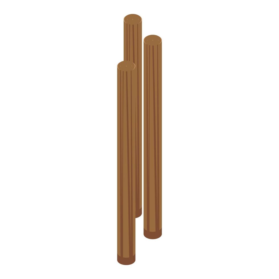 ícone de varas de madeira, estilo isométrico vetor