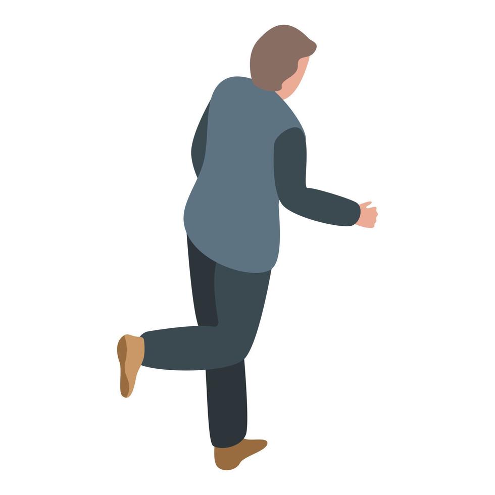 ícone de homem assustado correndo, estilo isométrico vetor