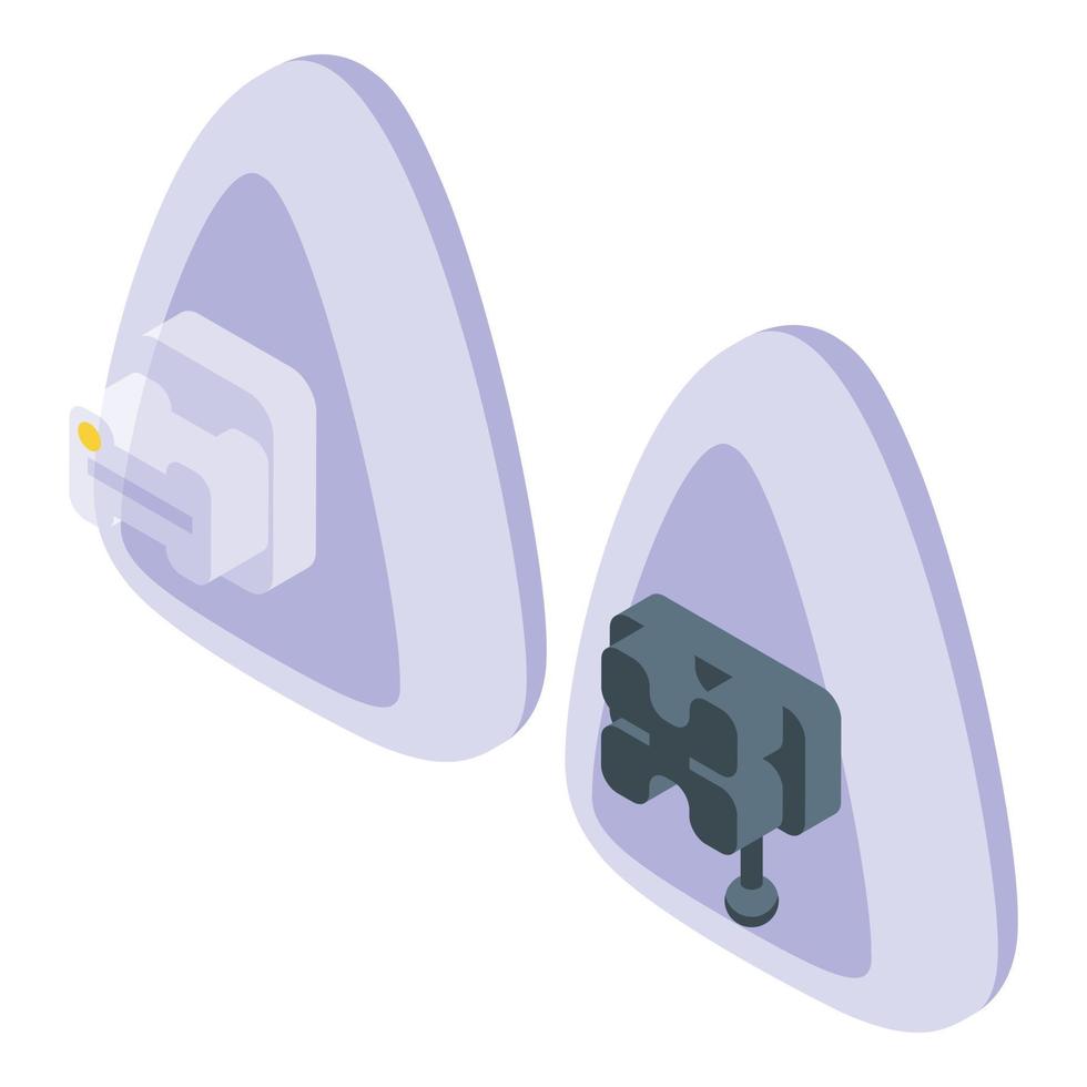ícone de aparelho de dente de plástico, estilo isométrico vetor