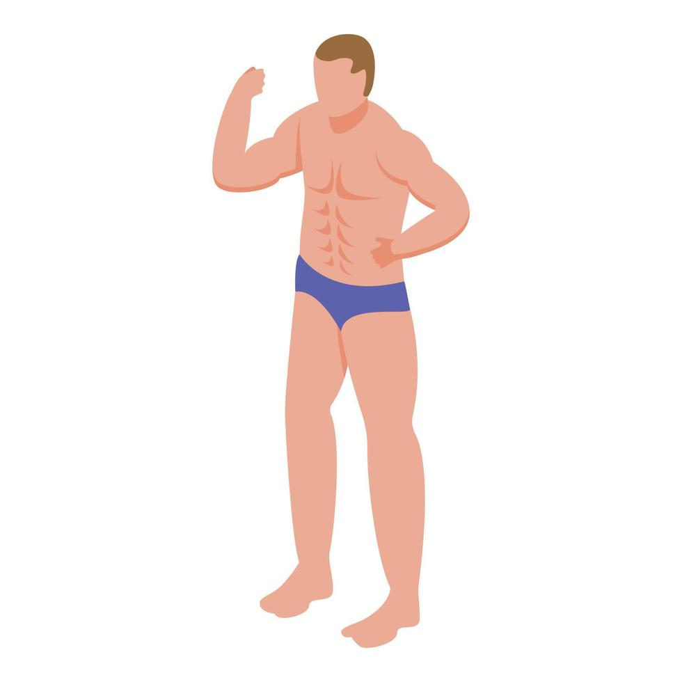 ícone de musculação de menino, estilo isométrico vetor