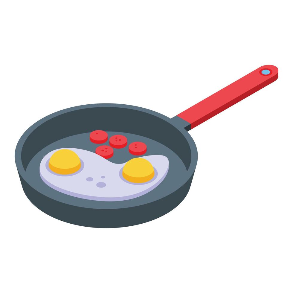 ícone de ovos fritos de café da manhã saudável, estilo isométrico vetor