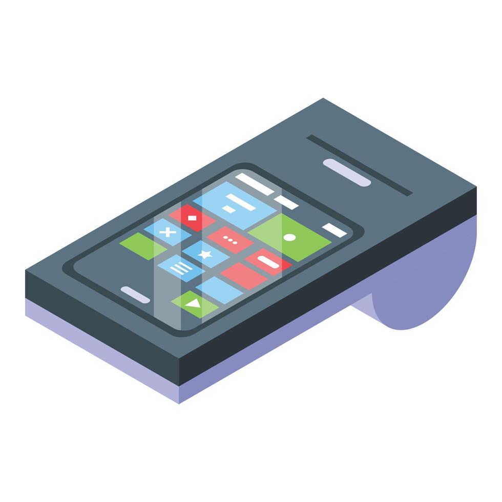ícone de pagamento móvel terminal, estilo isométrico vetor