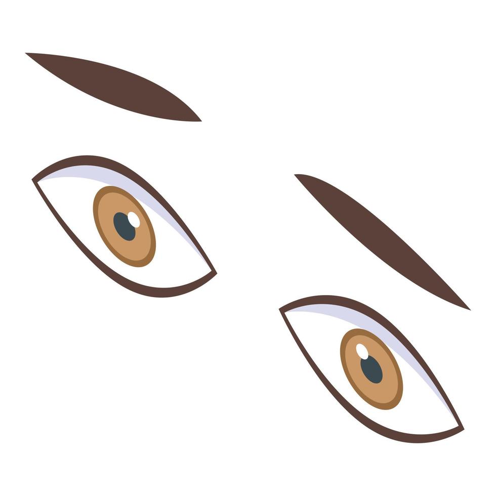 ícone de olhos de menino assustado, estilo isométrico vetor