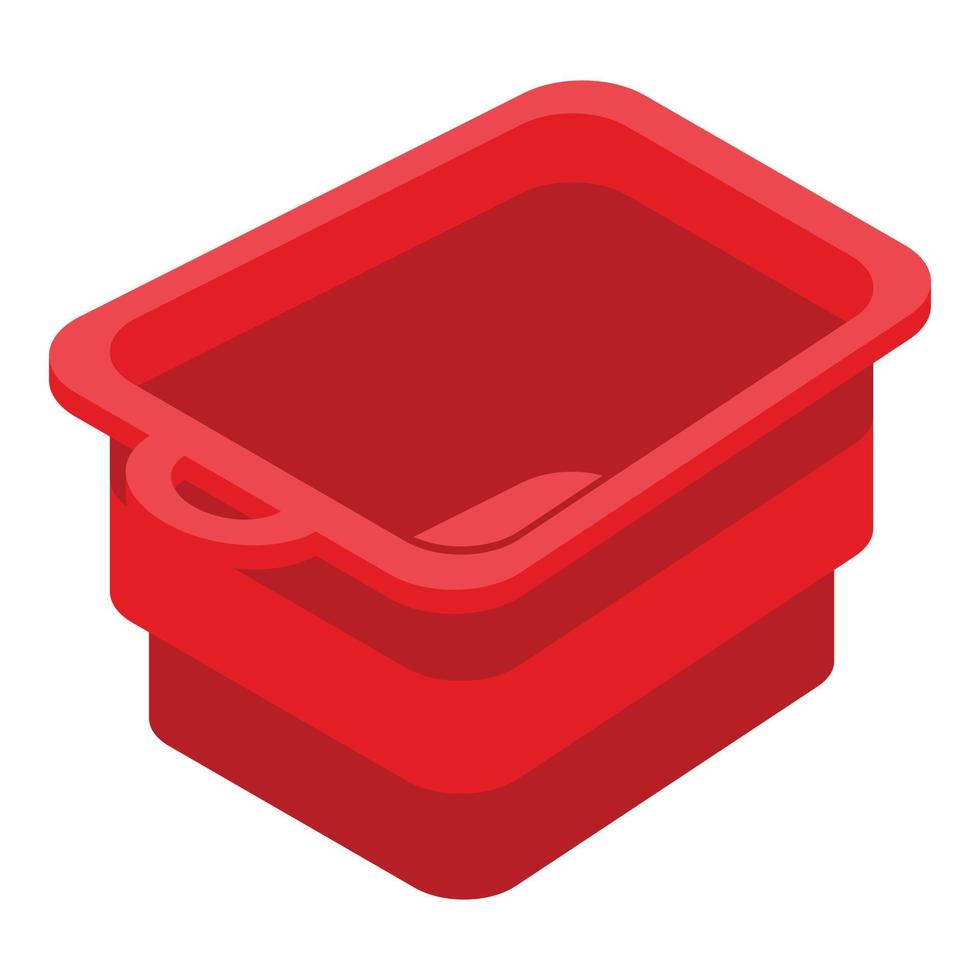 ícone de banho de pé de caixa vermelha, estilo isométrico vetor