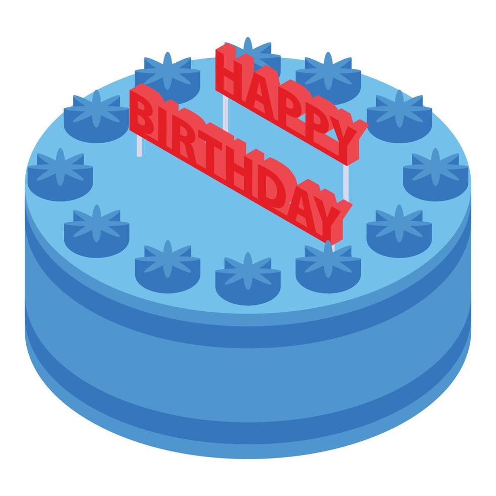 ícone de bolo doce de aniversário, estilo isométrico vetor