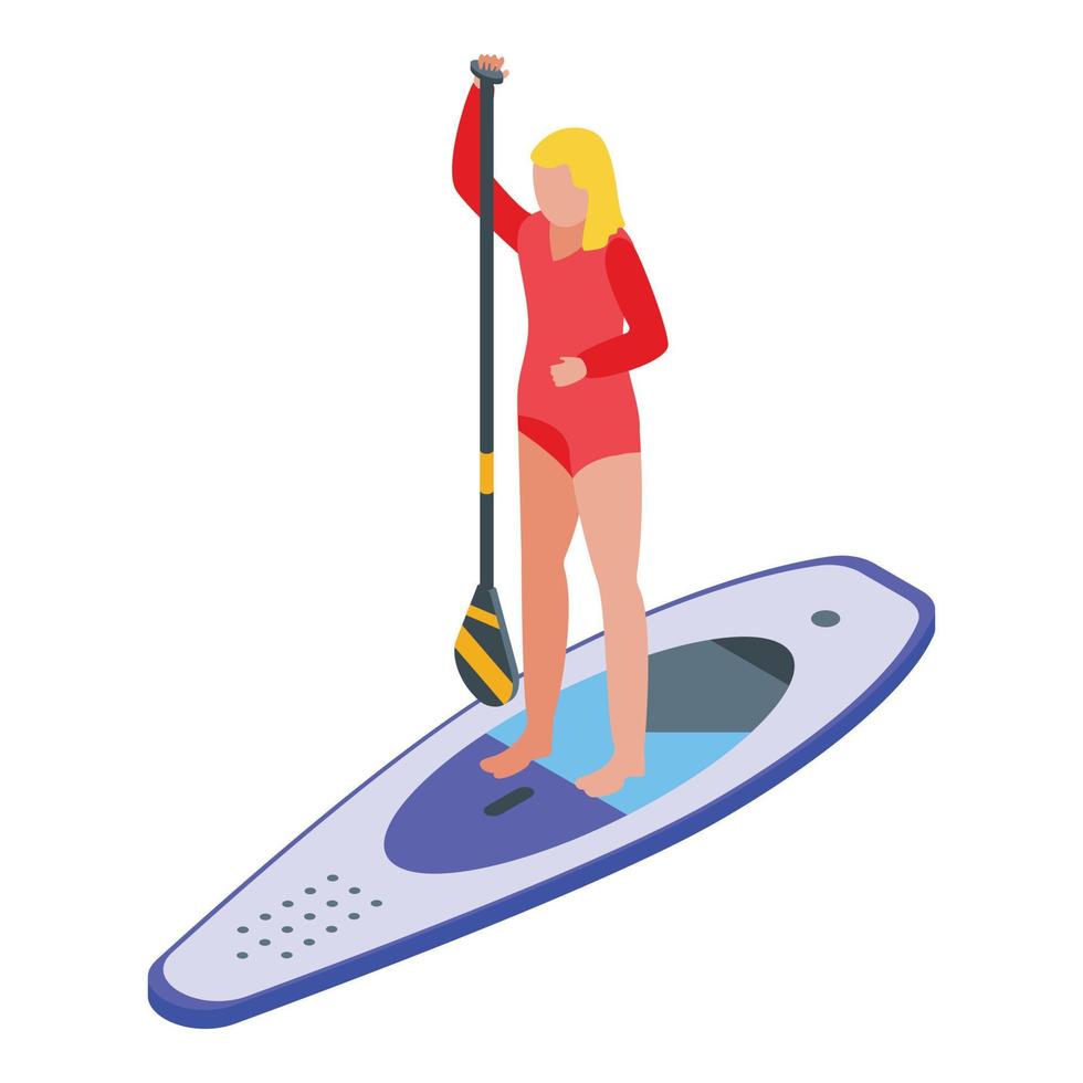 ícone de sup surf, estilo isométrico vetor