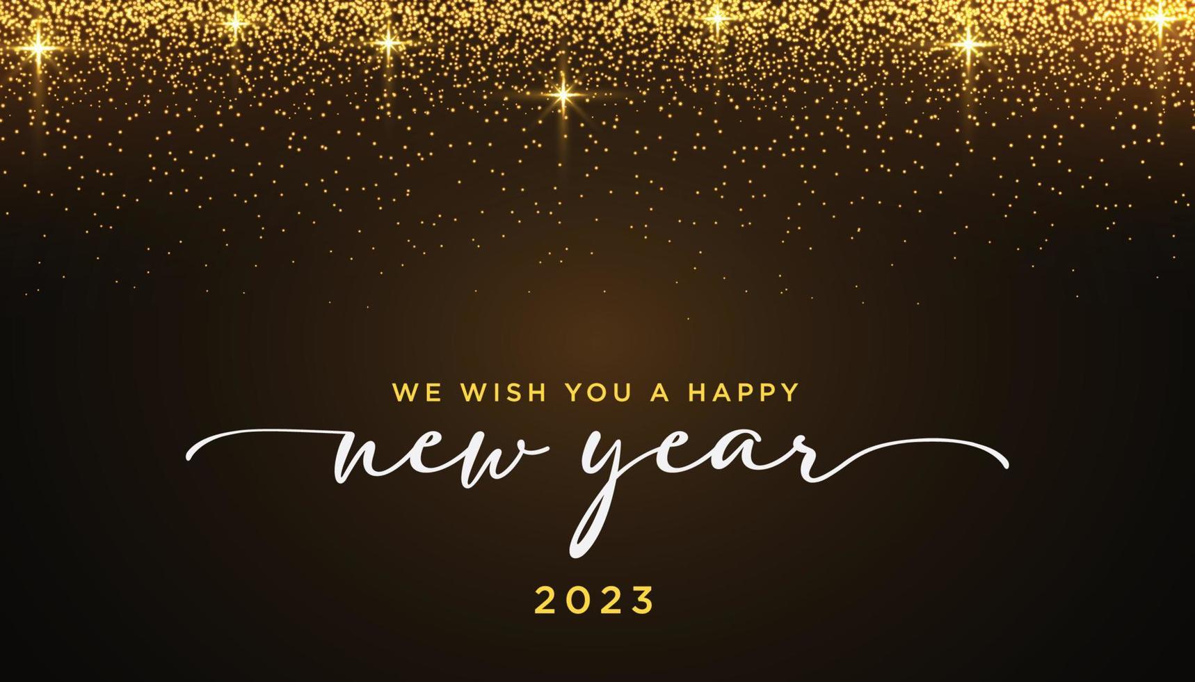 feliz ano novo 2023 fundo com brilhos dourados vetor