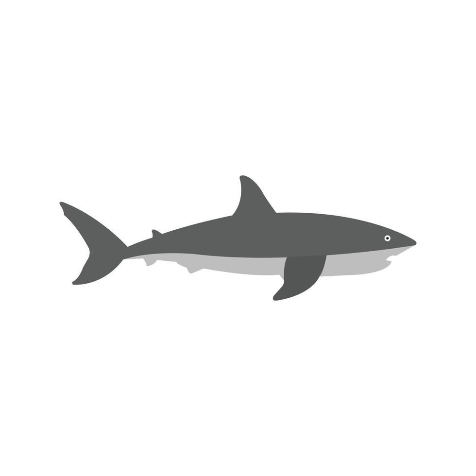tubarão plano ícone em tons de cinza vetor