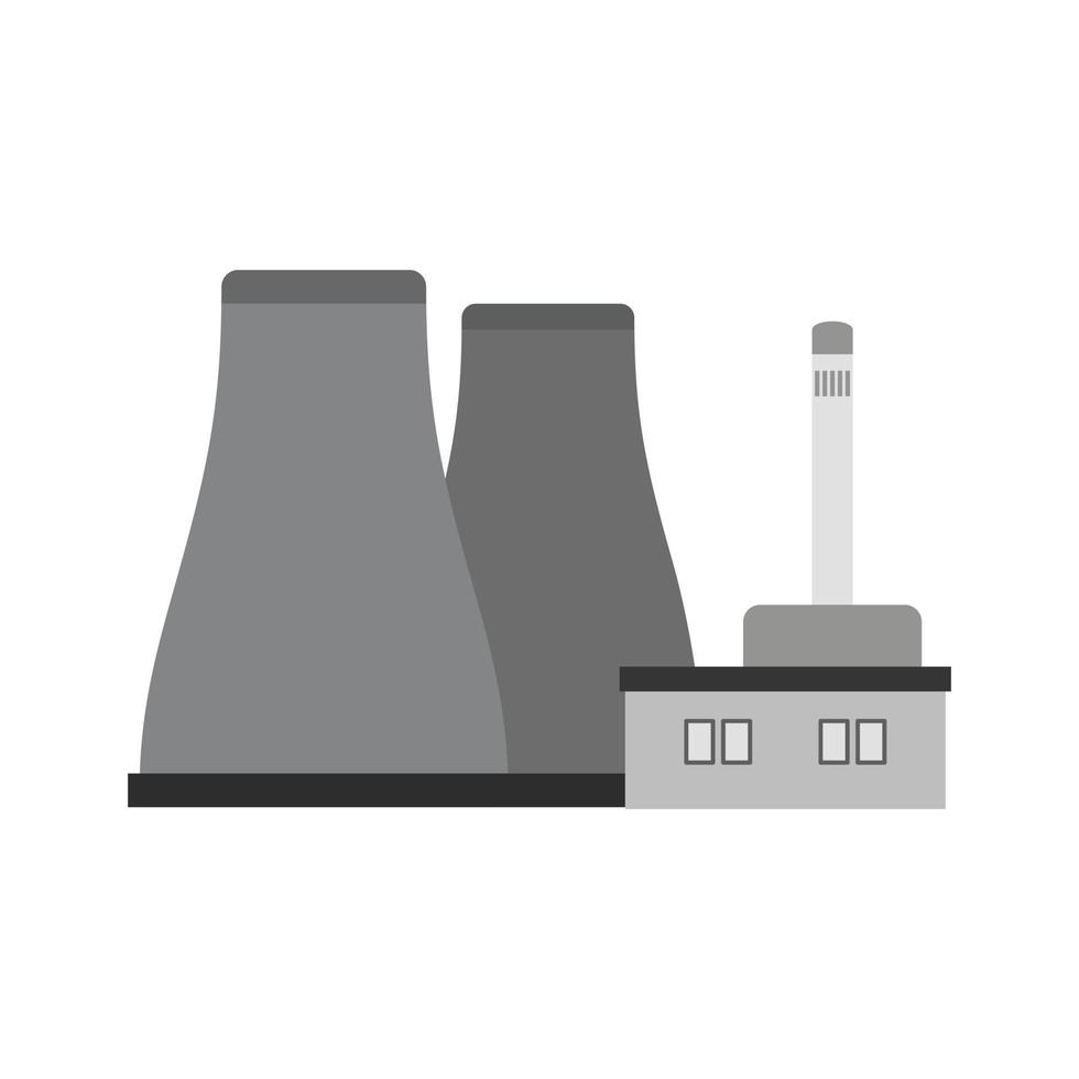 planta nuclear plana ícone em escala de cinza vetor