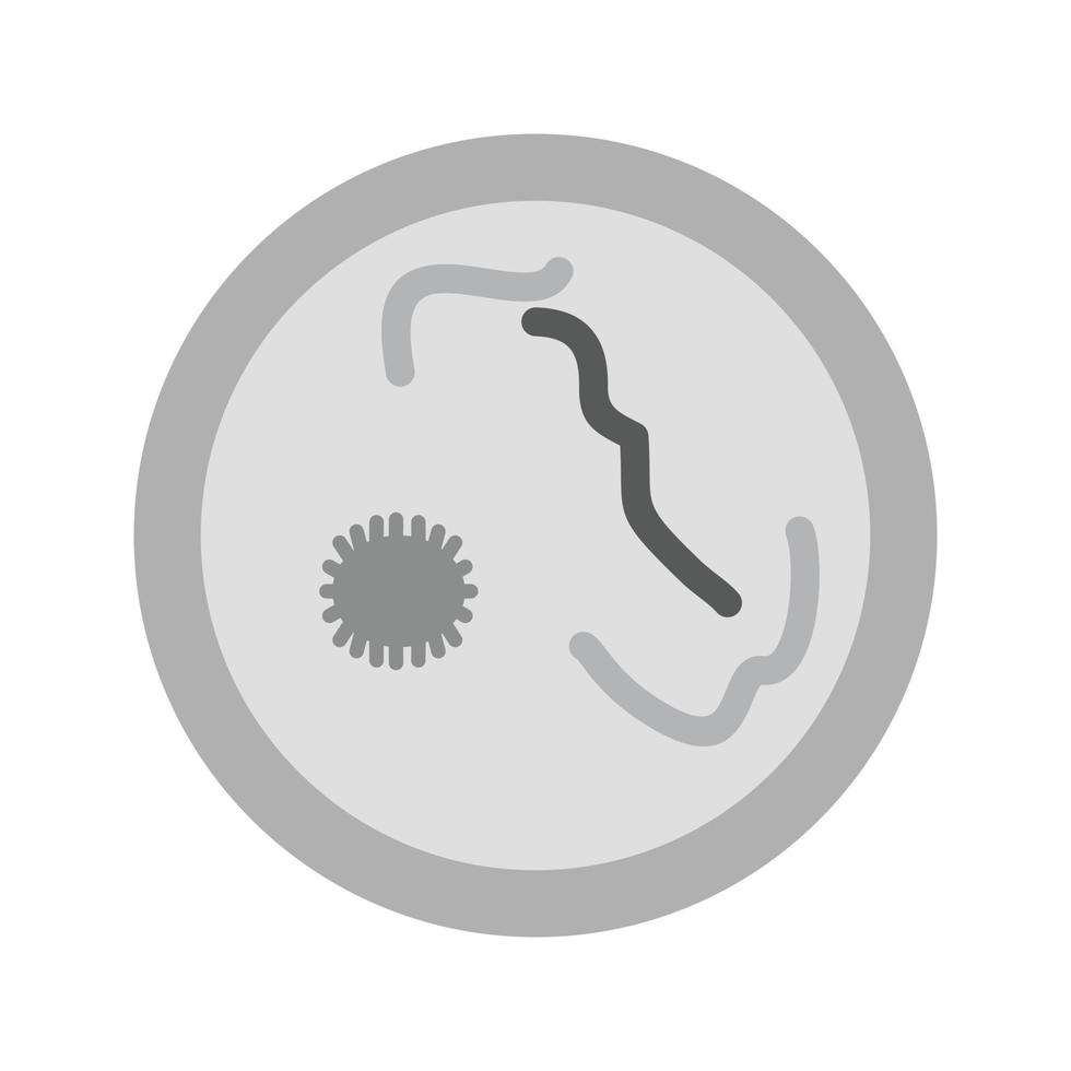 ícone de escala de cinza plano de bactérias ampliadas vetor
