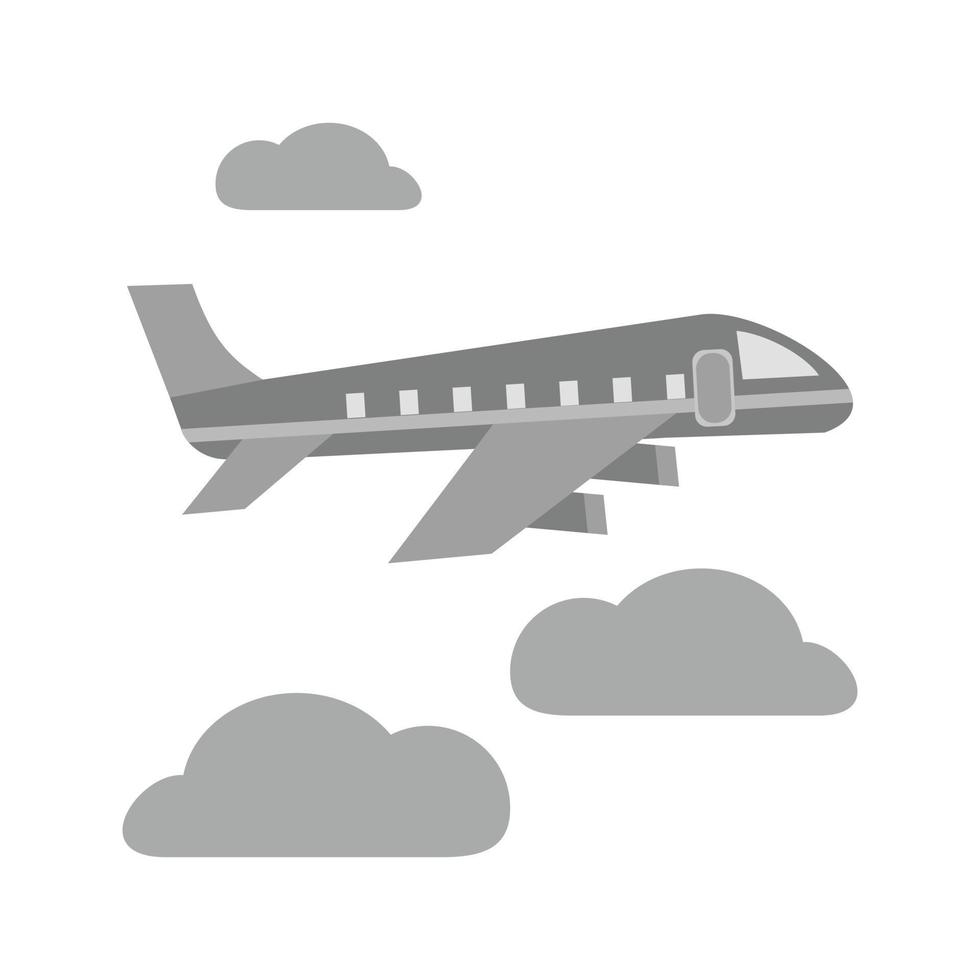 avião voando plana ícone em tons de cinza vetor