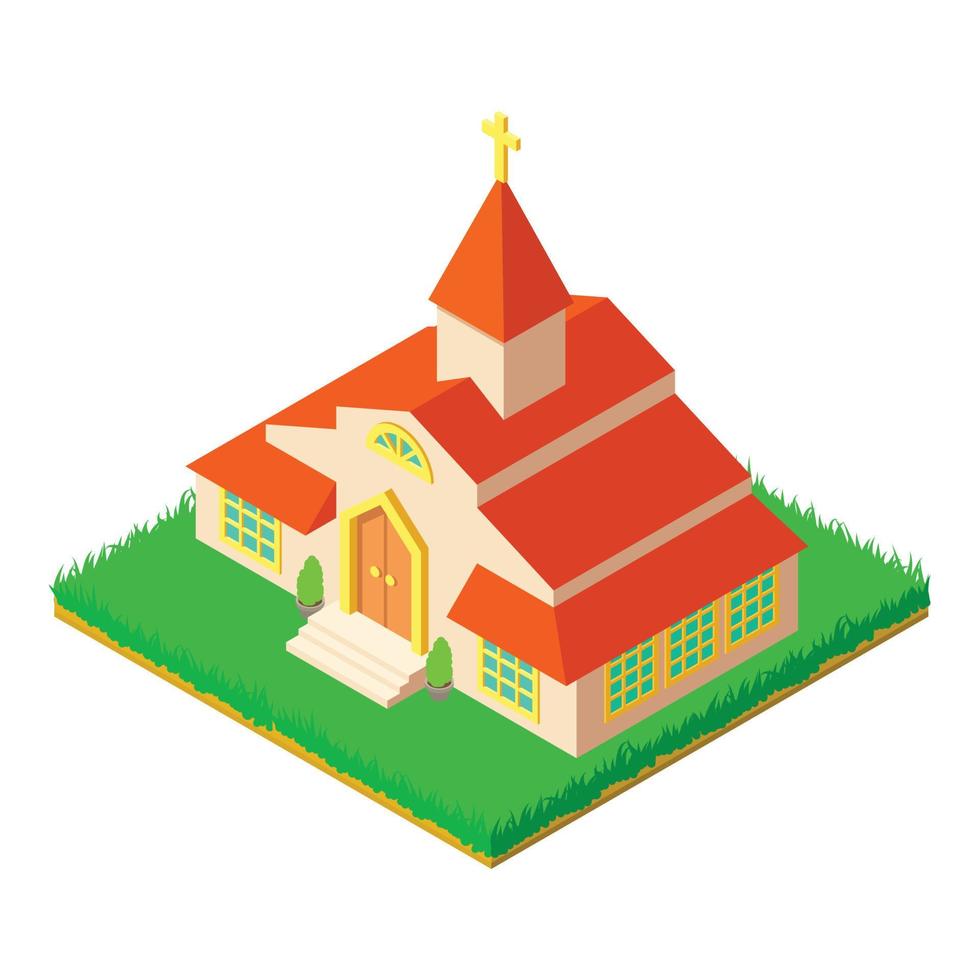 ícone da arquitetura da igreja, estilo isométrico vetor