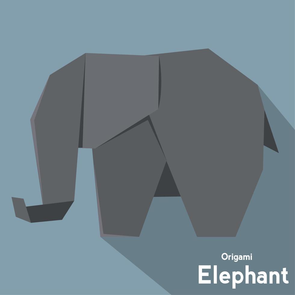 ilustração em vetor design plano de ícone de origami de elefante isolado