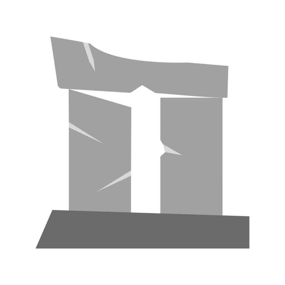 ícone de escala de cinza plano de pilar quebrado vetor