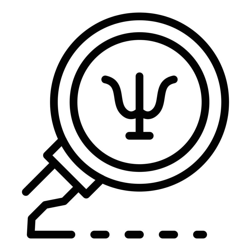 ícone de lupa de sinal de psicologia, estilo de estrutura de tópicos vetor