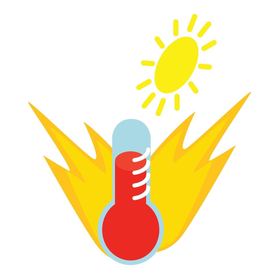 ícone de calor anormal, estilo isométrico vetor
