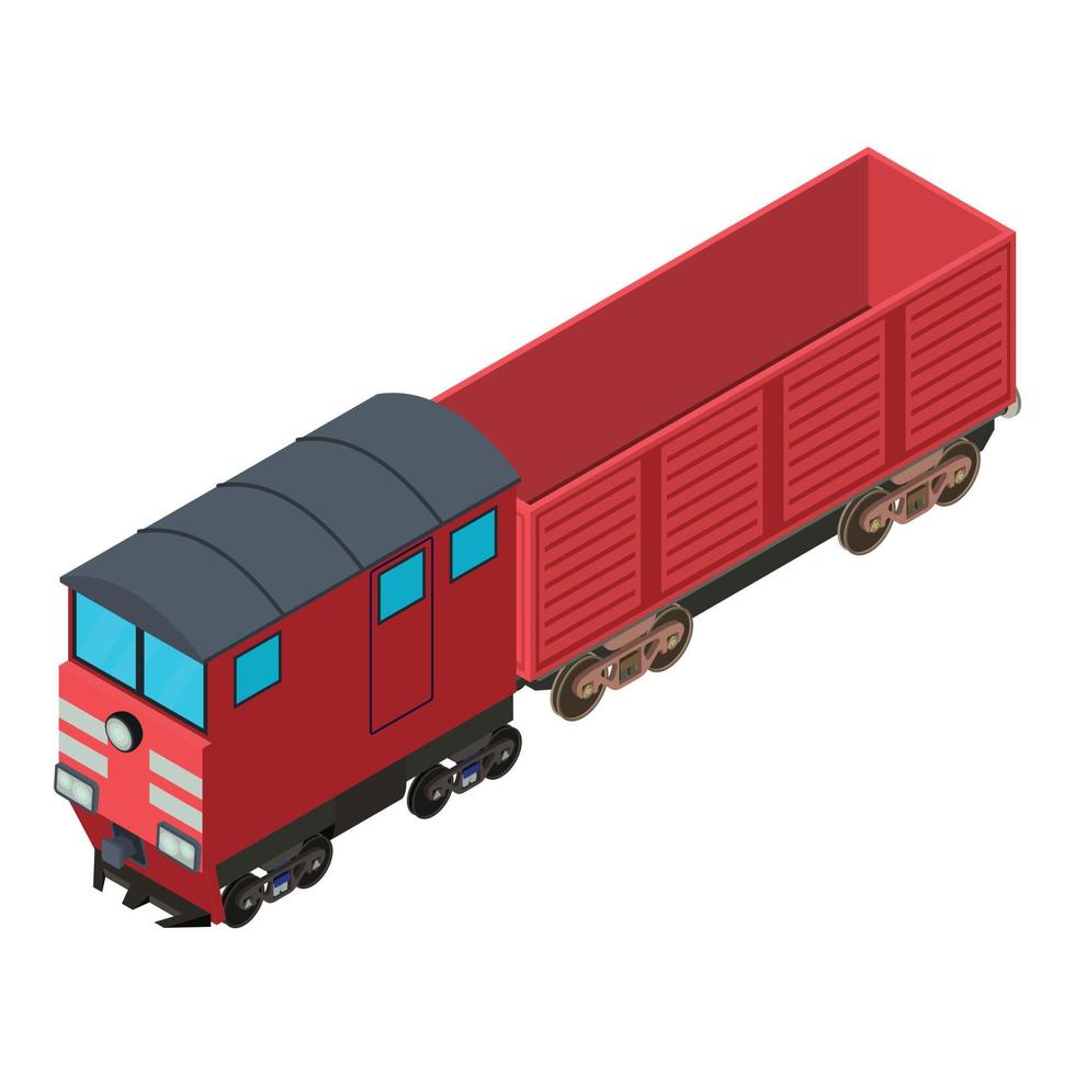 ícone do trem de carvão, estilo isométrico vetor