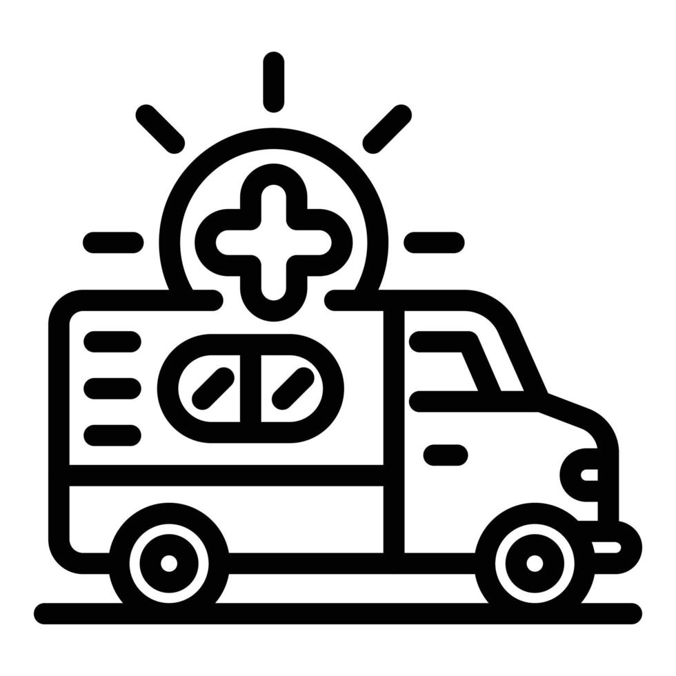 ícone de carro de ambulância, estilo de estrutura de tópicos vetor