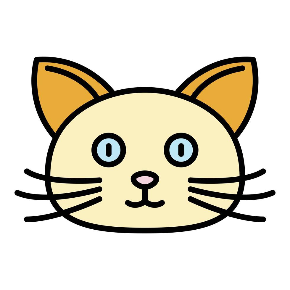 vetor de contorno de cor de ícone de cara de gato em casa