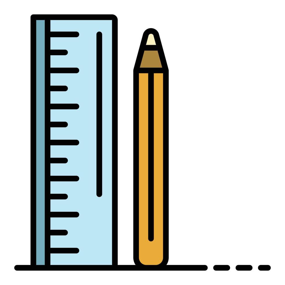 vetor de contorno de cor de ícone de lápis de régua