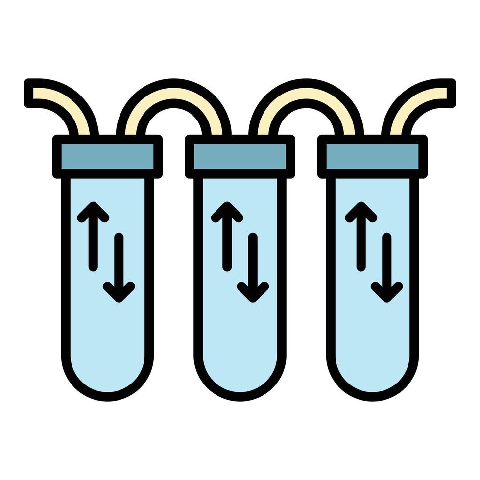 vetor de contorno de cor de ícone de filtragem de água de estágio triplo