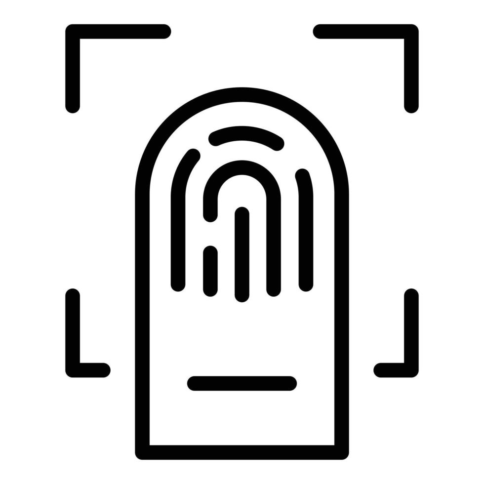 vetor de contorno do ícone de identificação de impressão digital. varredura biométrica