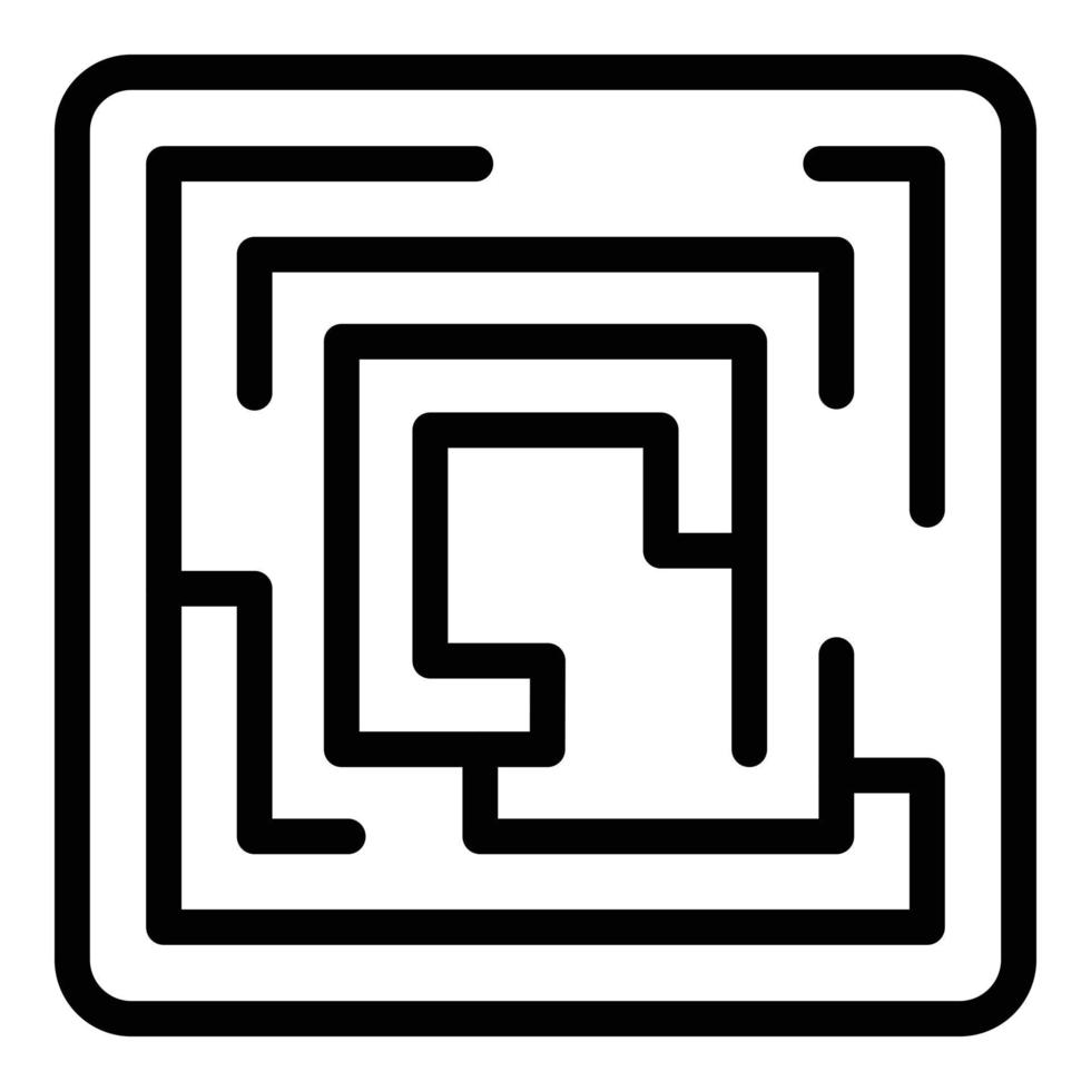 vetor de contorno do ícone de código de barras do labirinto. Código QR