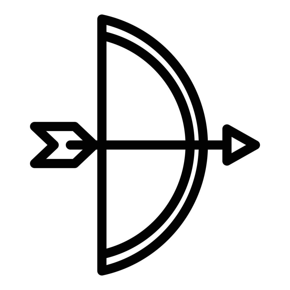 vetor de contorno do ícone do arco longo do arqueiro. arco e flecha