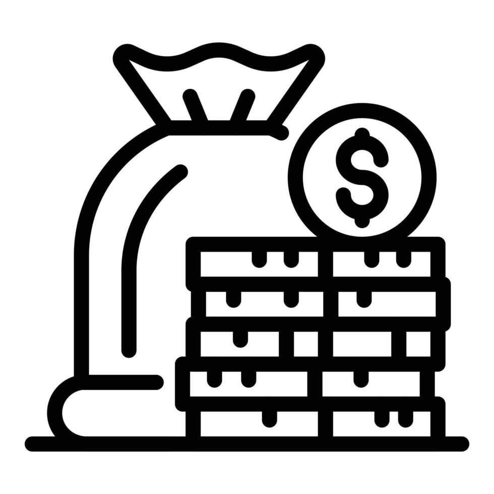 ícone de depósito de dinheiro, estilo de estrutura de tópicos vetor