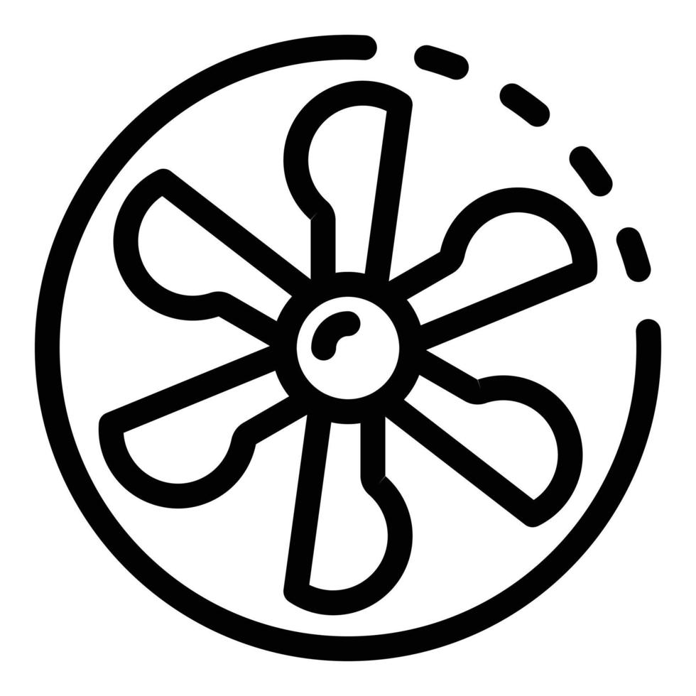 pás do ventilador em um ícone de círculo, estilo de estrutura de tópicos vetor