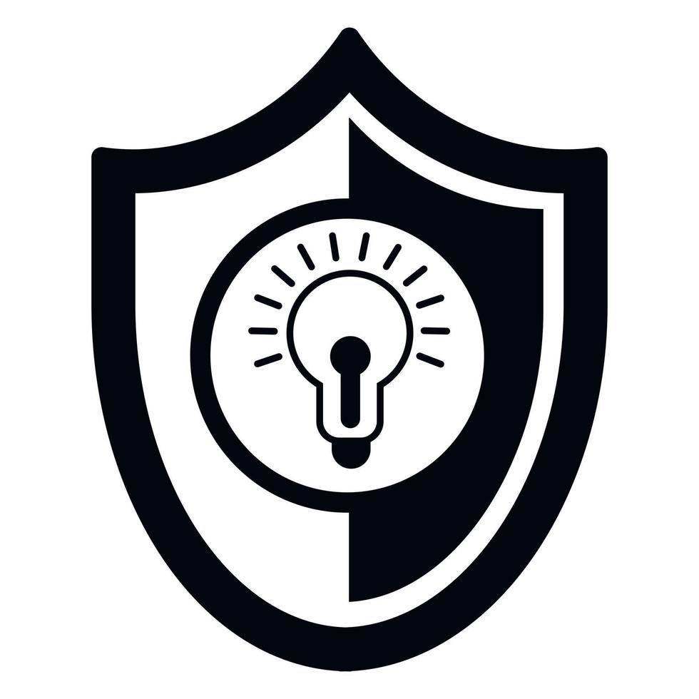 ícone de escudo de lâmpada, estilo simples vetor