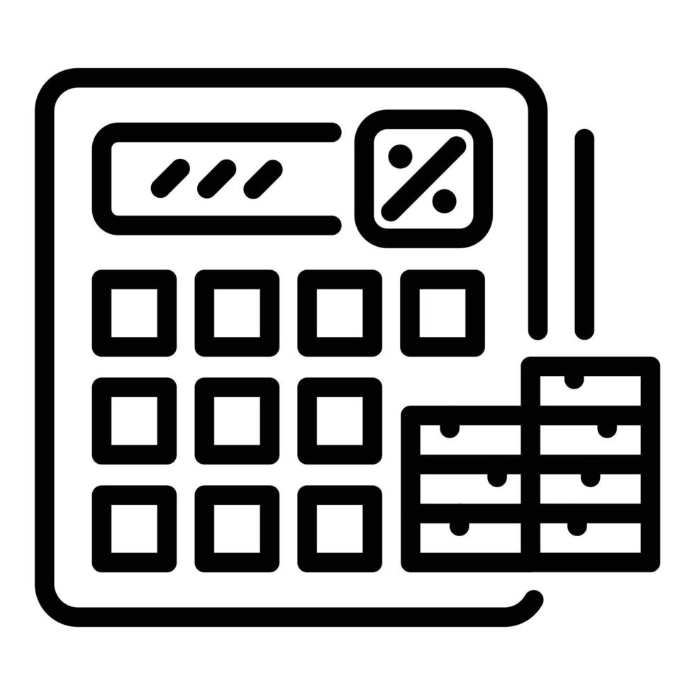 ícone da calculadora de impostos, estilo de estrutura de tópicos vetor