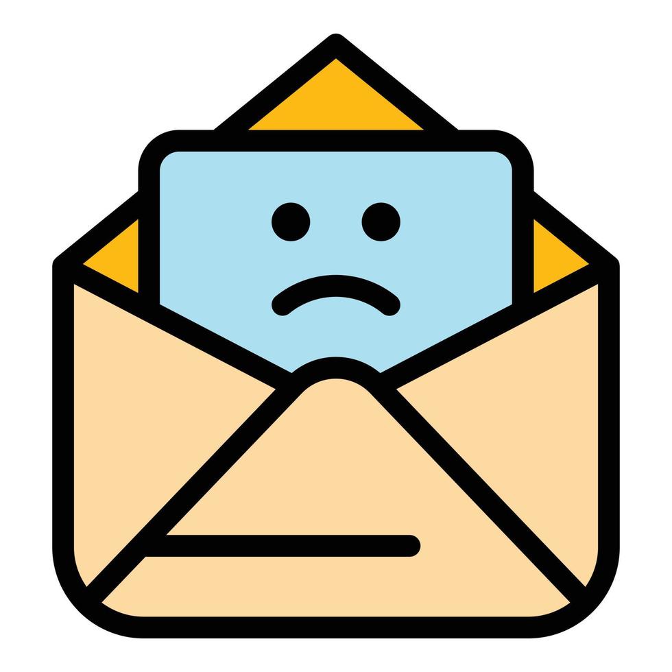 vetor de contorno de cor de ícone de e-mail de trabalho triste
