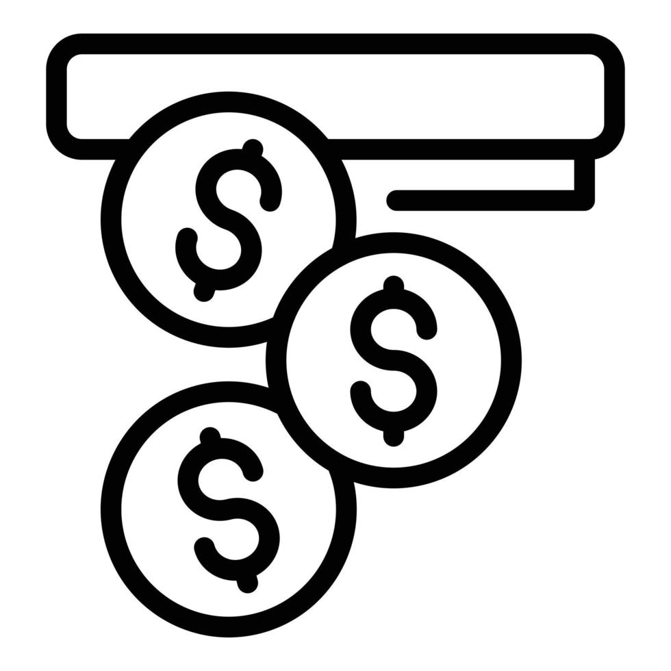 ícone de moedas de dólar de cassino, estilo de estrutura de tópicos vetor
