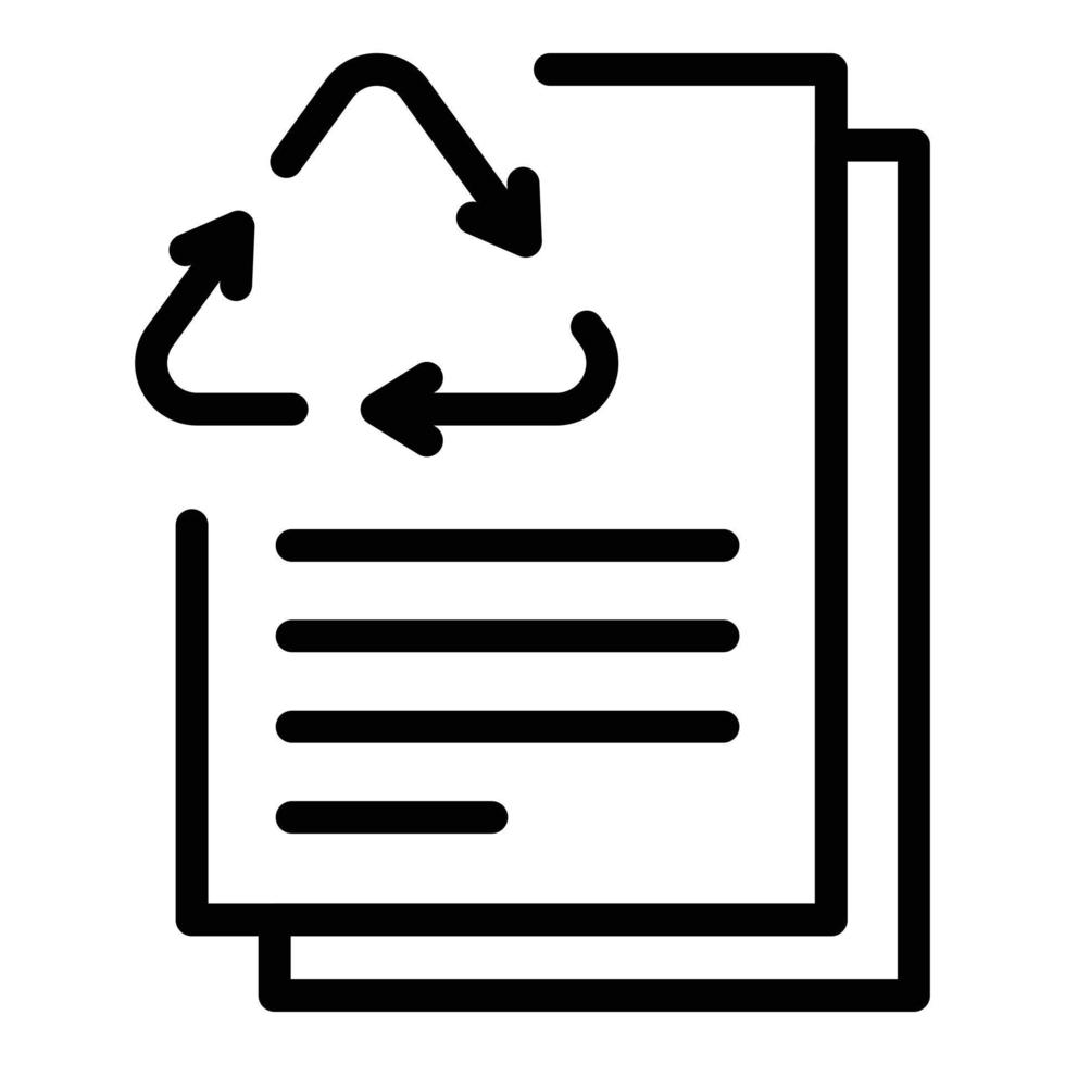 ícone de reciclagem de resíduos de papel, estilo de estrutura de tópicos vetor