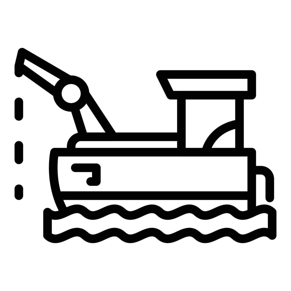 ícone de fazenda de peixes flutuante, estilo de estrutura de tópicos vetor