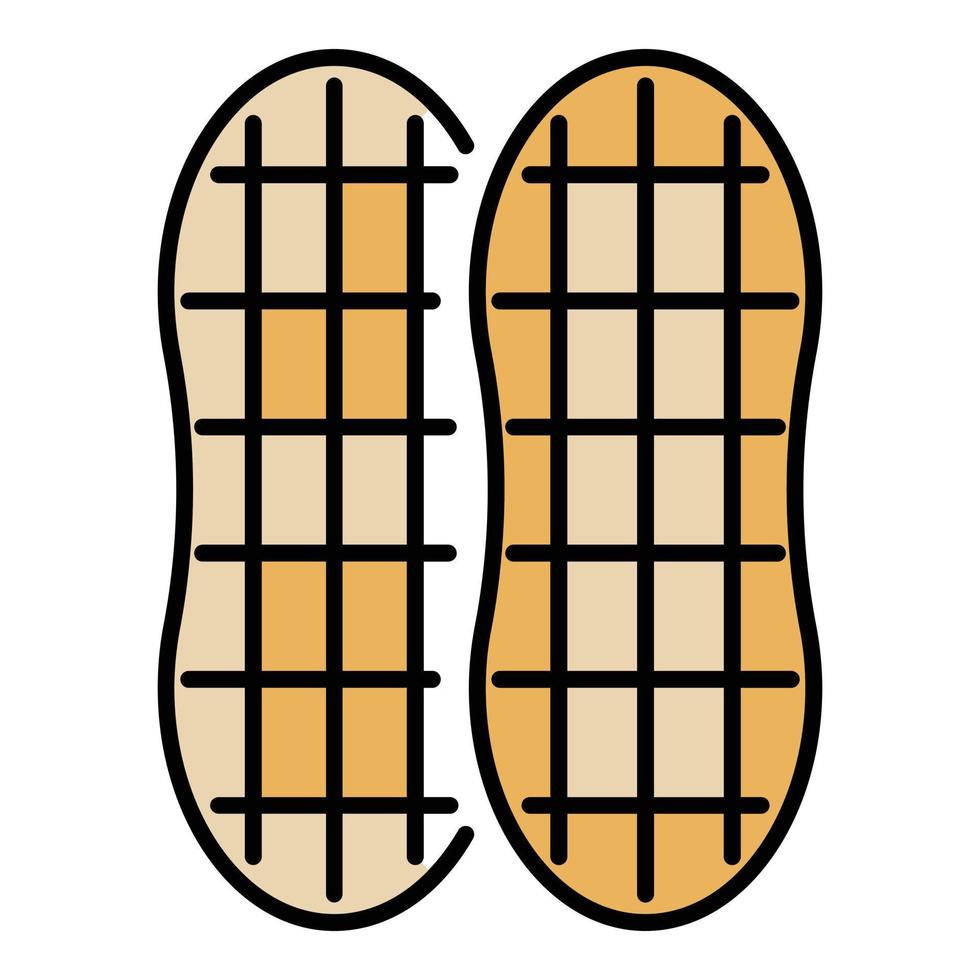 vetor de contorno de cor de ícone de amendoim de casca