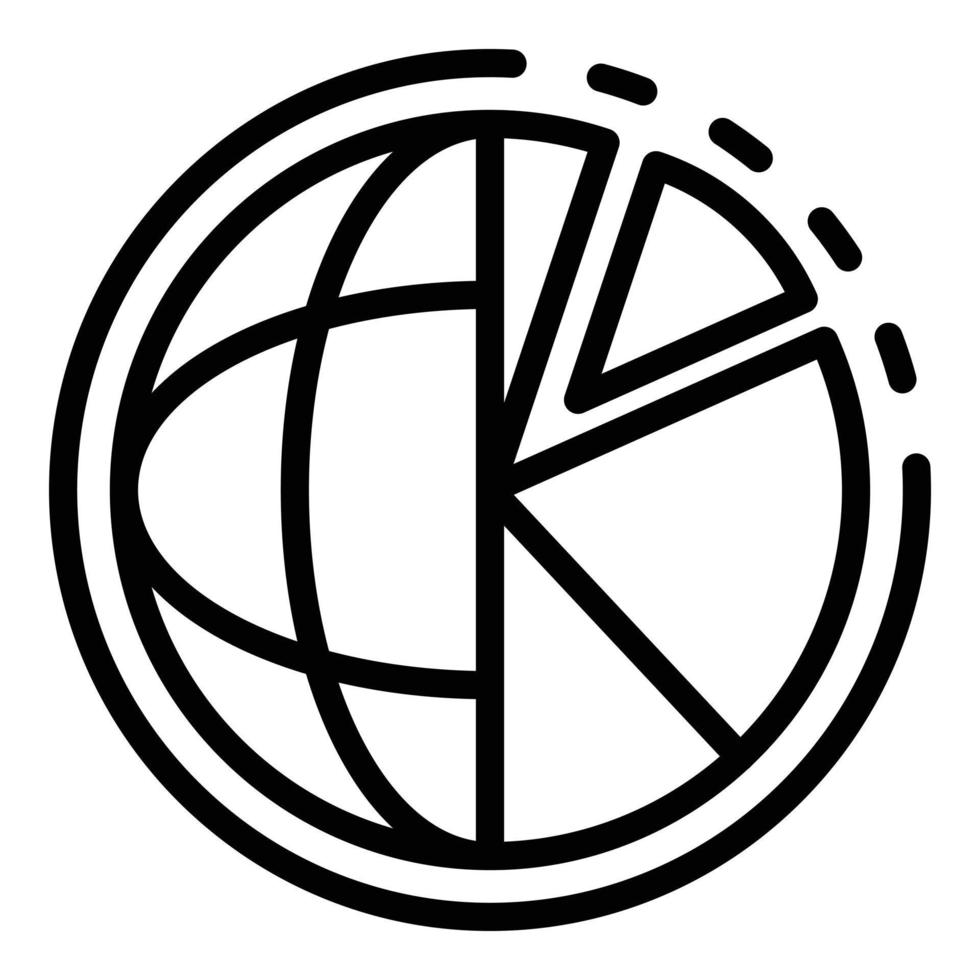 ícone de globo e gráfico de pizza, estilo de estrutura de tópicos vetor